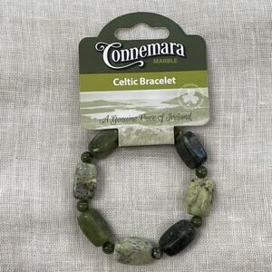 Connemara Marble Celtic Beaded Bracelet Made In Ireland Gift Chunky Stretch NEW